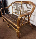 Mid Century Bamboo Rattan Sofa Loveseat. Outdoor patio deck couch MCM. $20 extra