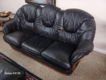 Black leather sofa set from Europe