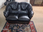Black leather sofa set from Europe
