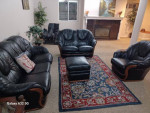 Black leather sofa set from Europe