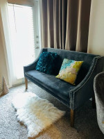 Free Delivery Modern Blue Chair Loveseat Gray sofa