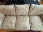 Upholstered sofa couch 3 seat rounded arms
