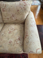 Upholstered sofa couch 3 seat rounded arms