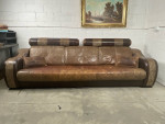 Vintage Mid Century Inspired Custom Modular Full Grain Leather Sofa Couch ๐
