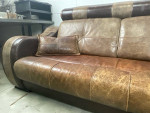 Vintage Mid Century Inspired Custom Modular Full Grain Leather Sofa Couch ๐