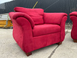 Set of 3 Red Fabric Contemporary Modern Sofa Loveseat & Accent Chair Living Room