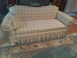 Sofa, classic yellow, stripes and spring cushions