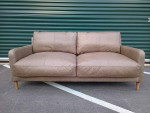 (2 Available) NEW 72" Deep-Seat Gray Top-Grain Leather Sofa Couch