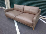 (2 Available) NEW 72" Deep-Seat Gray Top-Grain Leather Sofa Couch