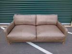 (2 Available) NEW 72" Deep-Seat Gray Top-Grain Leather Sofa Couch