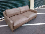 (2 Available) NEW 72" Deep-Seat Gray Top-Grain Leather Sofa Couch