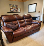 Leather Flexsteel Power Reclining Sofa.
