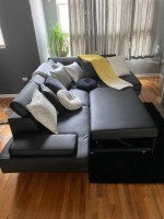 Black leather sofa sectional