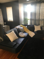 Black leather sofa sectional