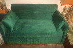 Like New Green Velvet Pull-Out Sleeper Sofa Bed w/ Pillows $500