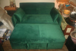 Like New Green Velvet Pull-Out Sleeper Sofa Bed w/ Pillows $500