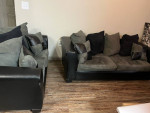 Sofa set with 2 glass end tables