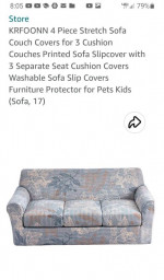 ** NEW Stretch Sofa Cover * Separate Seat Cushion Covers * Blue Print