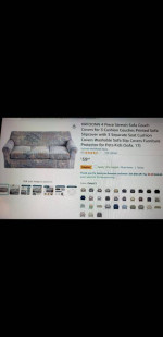 ** NEW Stretch Sofa Cover * Separate Seat Cushion Covers * Blue Print
