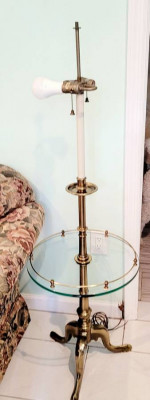 Stiffel Floor Lamp Table Sofa Side End Accent Reading Light Brass Solid Heavy Gl