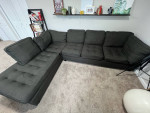 Comfy 2-Piece Sectional Sofa - Charcoal Gray Black