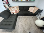 Comfy 2-Piece Sectional Sofa - Charcoal Gray Black