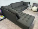 Comfy 2-Piece Sectional Sofa - Charcoal Gray Black