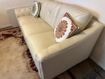 86" Ivory Tufted Leather Sofa Excellent condition