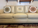 86" Ivory Tufted Leather Sofa Excellent condition