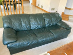 High Quality Italian Natuzzi Green Genuine Leather Sofa Couch NICE!