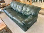 High Quality Italian Natuzzi Green Genuine Leather Sofa Couch NICE!
