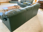 High Quality Italian Natuzzi Green Genuine Leather Sofa Couch NICE!