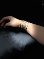 Stainless Steel Bangles Set Of 7 Tri- Color