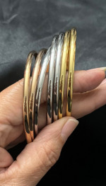 Stainless Steel Bangles Set Of 7 Tri- Color