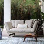 Tulle Weathered Gray Wood Outdoor Convertible Sofa Day Bed