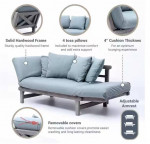 Tulle Weathered Gray Wood Outdoor Convertible Sofa Day Bed