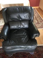 Leather sofa, chair, ottoman