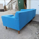 Mid-century Modern Blue Sectional Sofa with Ottoman