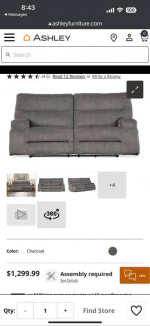 Free delivery Ashley power reclining sofa