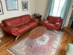 Natuzzi leather sofa and chair