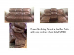 Power Reclining Genuine Leather Sofa with one recliner chair