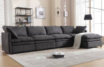 Modern U-shaped Sectional Sofa, 5-seat Upholstered Sofa with Chaise