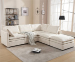 Modern U-shaped Sectional Sofa, 5-seat Upholstered Sofa with Chaise