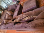 Soft Black L-Shape Sectional Sofa Couch + Pillows + Ottoman