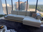 Calligaris Large Sofa With Chaise Lounge Leather With Tray