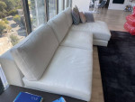 Calligaris Large Sofa With Chaise Lounge Leather With Tray
