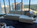 Calligaris Large Sofa With Chaise Lounge Leather With Tray