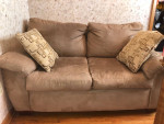Light Brown Loveseat Sofa Couch with Brand New Twin Sleeper and Pillows LOCAL PI