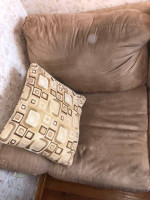 Light Brown Loveseat Sofa Couch with Brand New Twin Sleeper and Pillows LOCAL PI