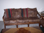 Rattan and Leather Sofa